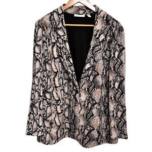 Susan Graver Snakeskin Blazer LP Animal Print Front Jacket Cardigan Stretch